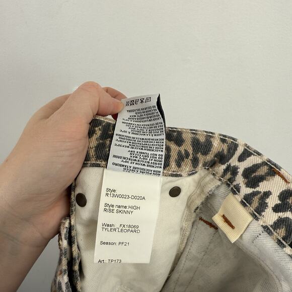 R13 Tyler High Rise Skinny Jeans Leopard Print Boho Old Money Womens 26 - Picture 9 of 11